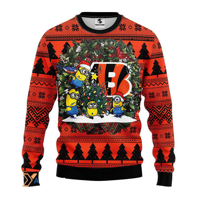 Ugly Christmas Sweater Cincinnati, Minion Black/Orange