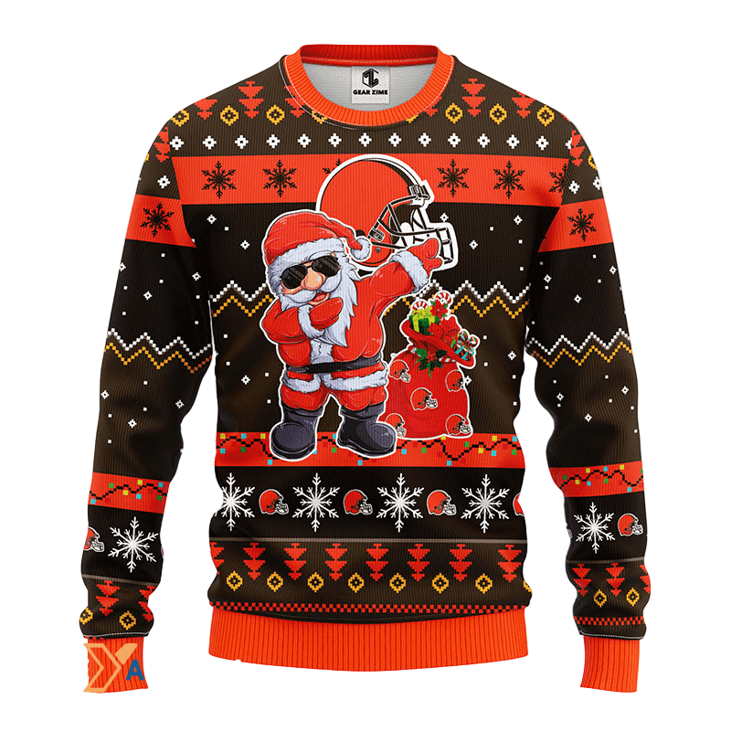 Ugly Christmas Sweater Cincinnati, Santa Claus Orange/Black/Brown