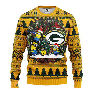 Ugly Christmas Sweater Green-Bay-Packers, Minion Green/Yellow