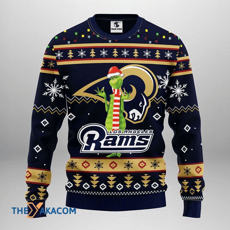 Ugly Christmas Sweater Los-Angeles Rams, Grinch Beige/Black