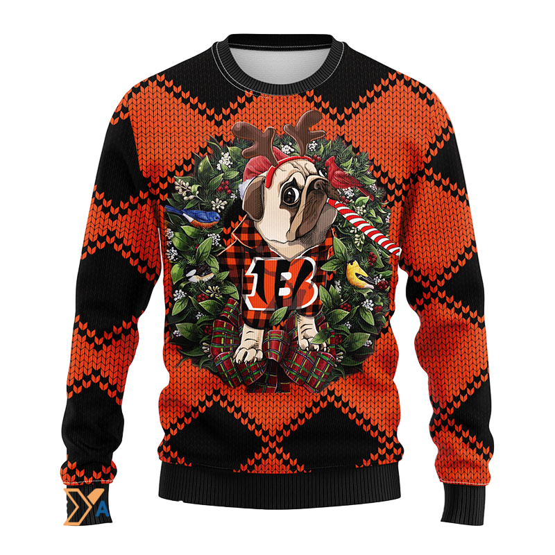 Ugly Christmas Sweater Cincinnati, Pub Dog Black/Orange