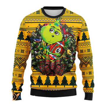 Ugly Christmas Sweater Green-Bay-Packers, Grinch Green/Yellow
