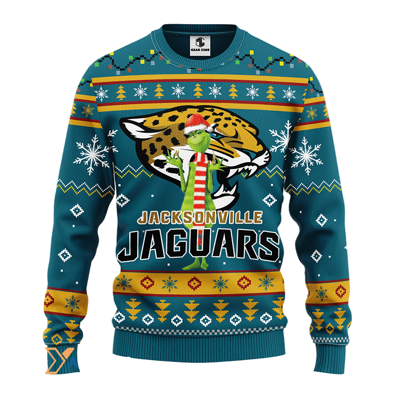 Ugly Christmas Sweater Jacksonville-Jaguars, Grinch Green/Yellow
