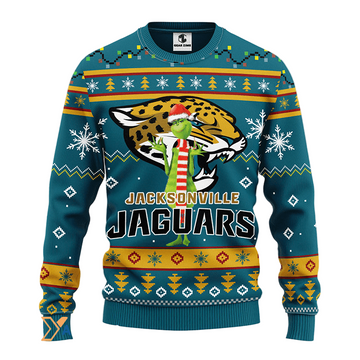 Ugly Christmas Sweater Jacksonville-Jaguars, Grinch Green/Yellow