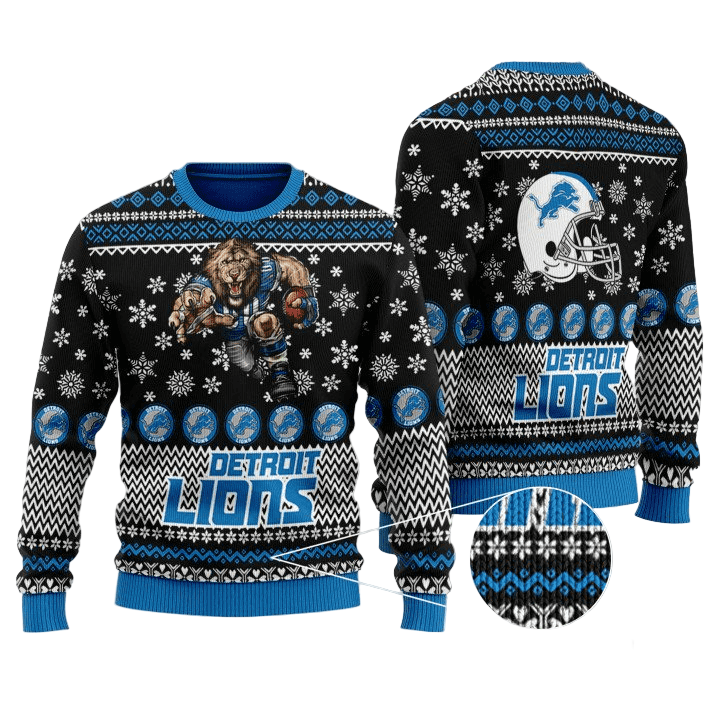 Ugly Christmas Sweater Detroit-Lions, One Pride White/Blue/Black