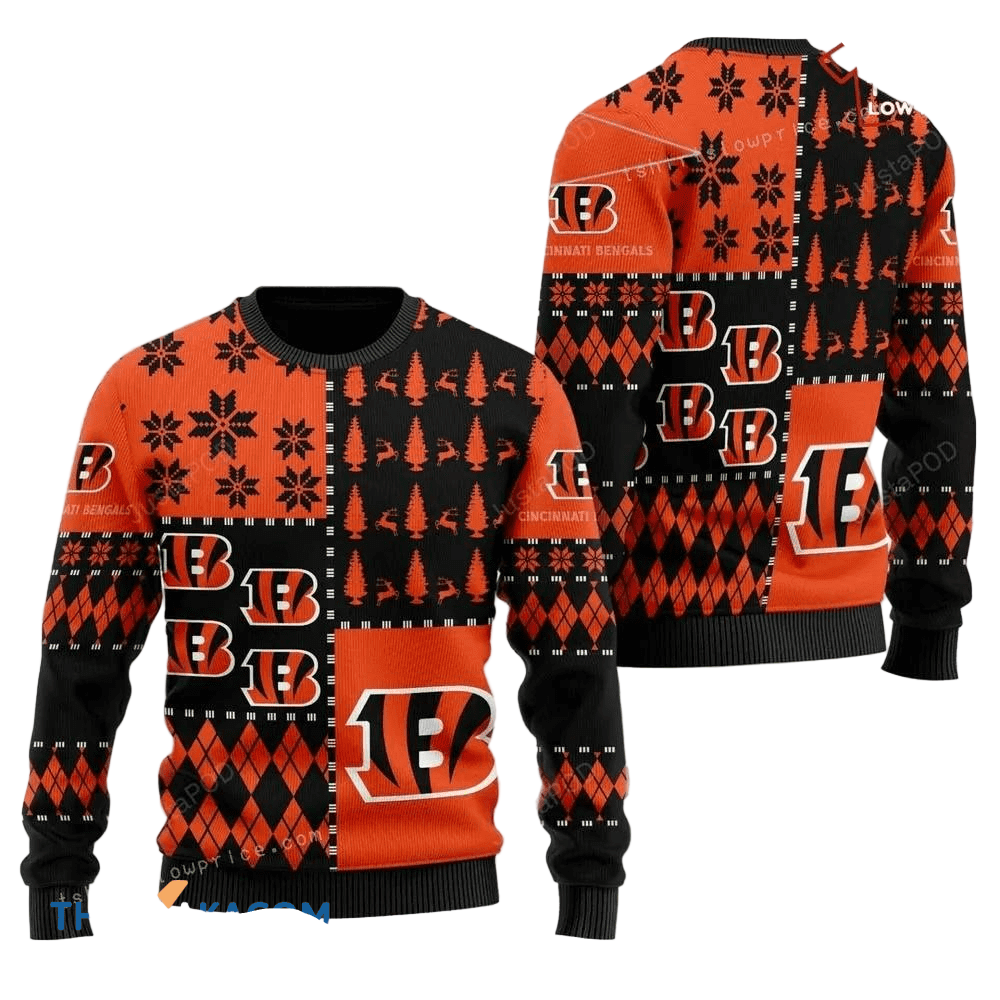 Ugly Christmas Sweater Cincinnati, Who Dey? Black/Orange