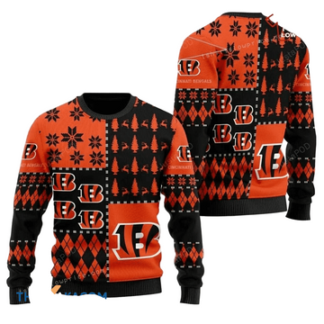 Ugly Christmas Sweater Cincinnati, Who Dey? Black/Orange
