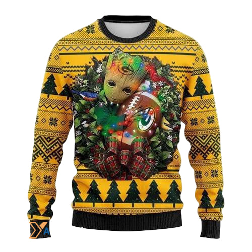 Ugly Christmas Sweater Green-Bay-Packers, Graphic Tree Dark Green/Yellow