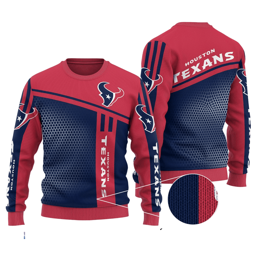 Ugly Christmas Sweater Houston-Texans, H-Town Blue/Red