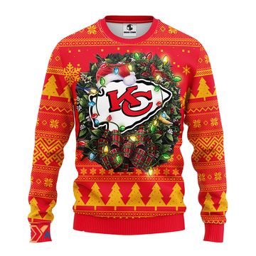 Ugly Christmas Sweater KCChiefs, Run It Back Yellow/Red
