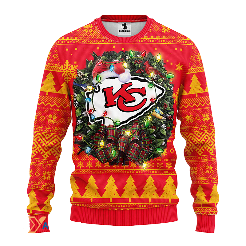 Ugly Christmas Sweater KCChiefs, Run It Back Yellow/Red