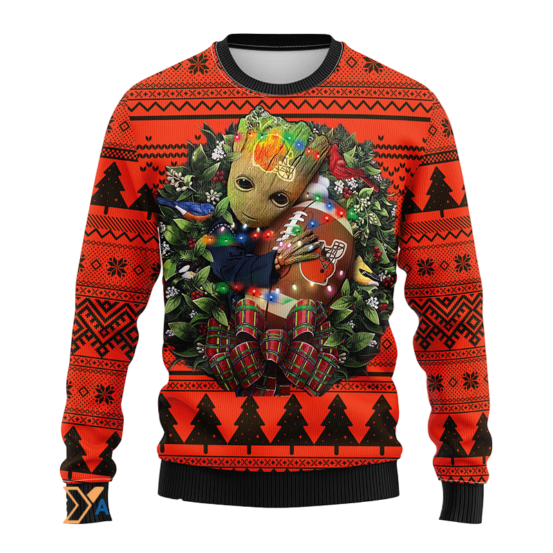 Ugly Christmas Sweater Cleveland-Browns, Graphic Tree Black/Orange