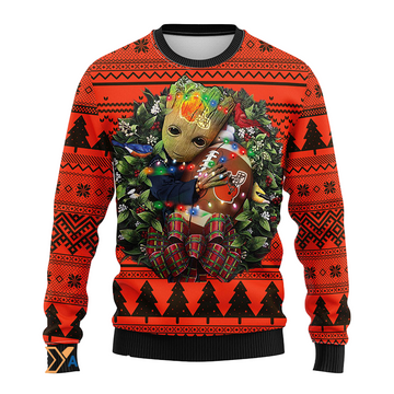 Ugly Christmas Sweater Cleveland-Browns, Graphic Tree Black/Orange