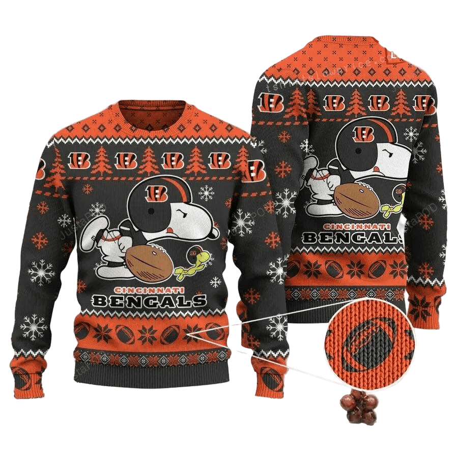 Ugly Christmas Sweater Cincinnati, Graphic Dog Orange/Brown