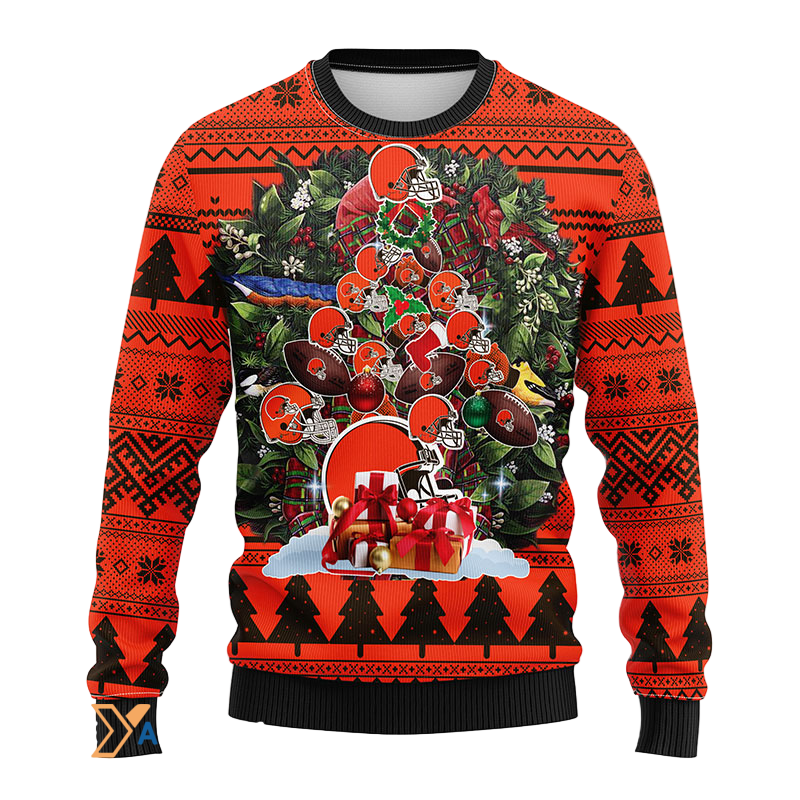 Ugly Christmas Sweater Cleveland-Browns, Tree Brown/Orange