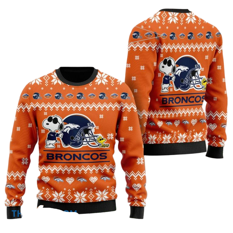 Ugly Christmas Sweater Denver-Broncos, Graphics Dog Orange