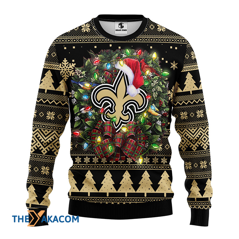 Ugly Christmas Sweater New-Orleans-Saints, Go Saints! Black/Beige