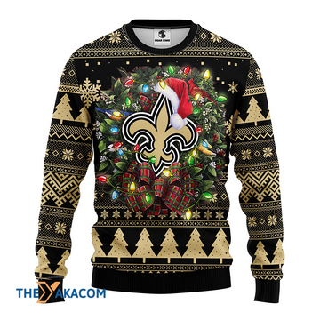 Ugly Christmas Sweater New-Orleans-Saints, Go Saints! Black/Beige