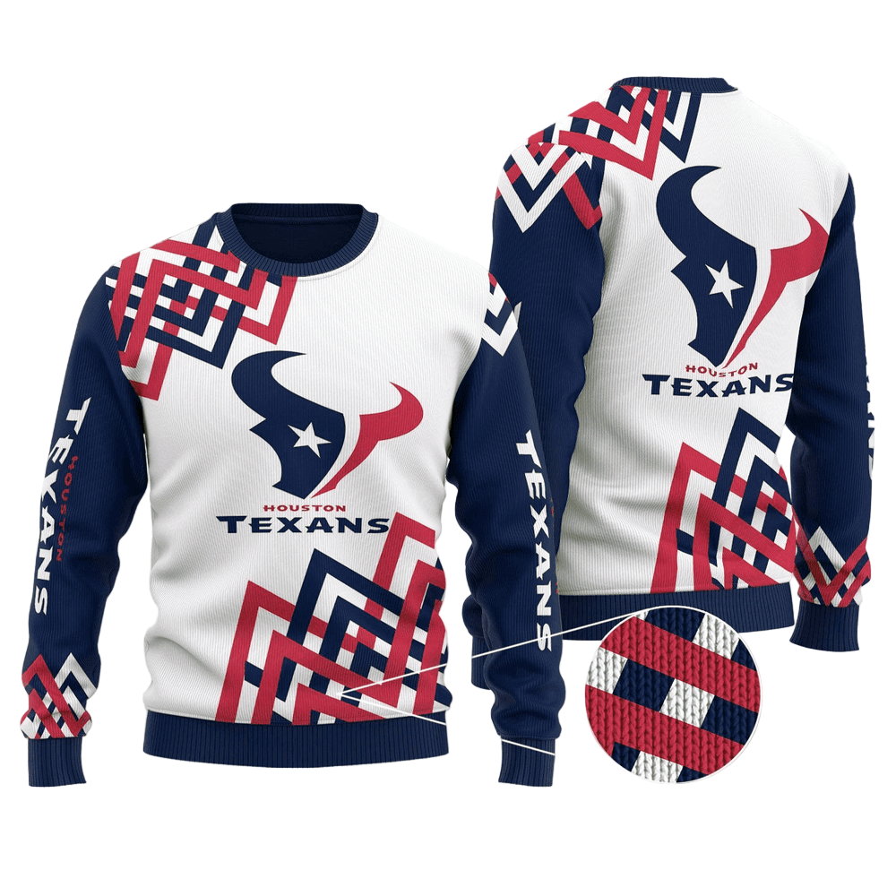 Ugly Christmas Sweater Houston-Texans, H-Town Blue/Red/White