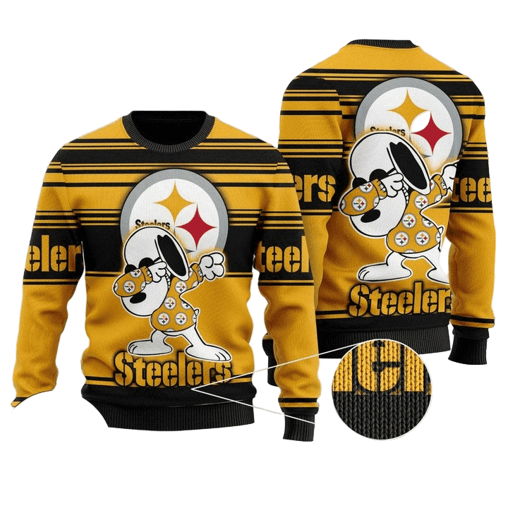 Ugly Christmas Sweater Pittsburgh, Graphics Dog Black/Yellow