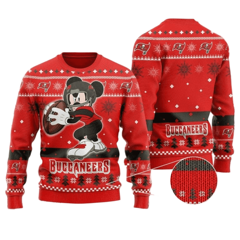 Ugly Christmas Sweater Tampa-Bay-Buccaneers, Graphics Mouse Red/Black