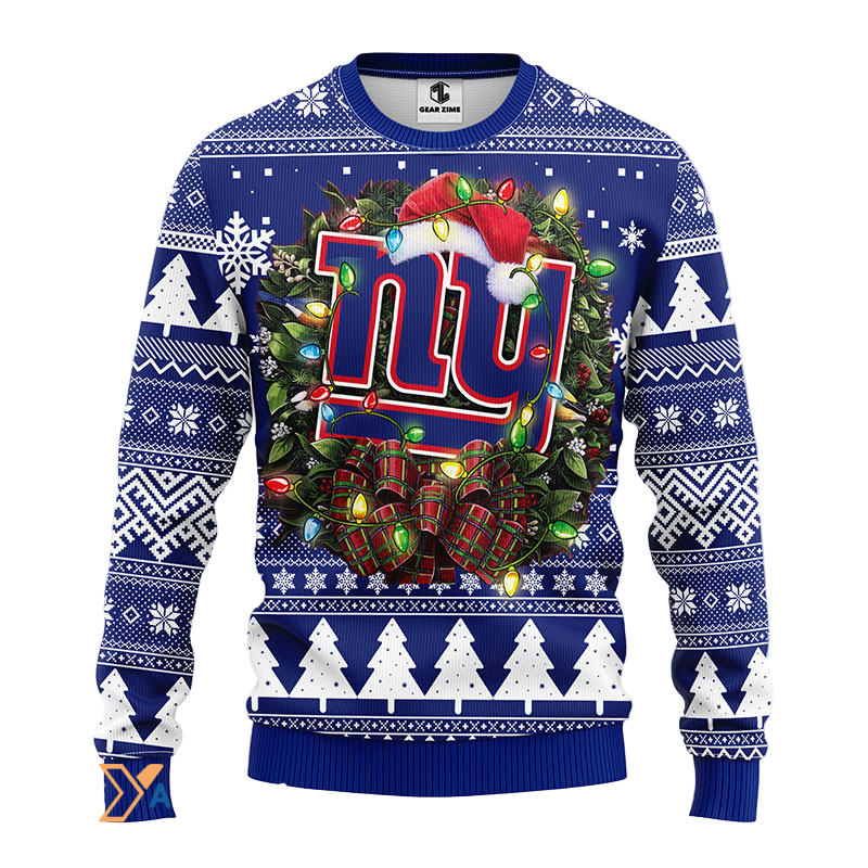 Ugly Christmas Sweater New-York-Giants, G-Men Dark Blue/White