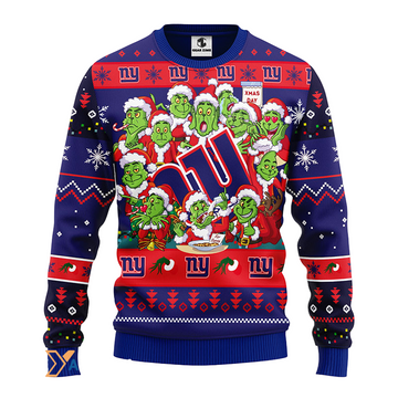 Ugly Christmas Sweater New-York-Giants, 12 Grinch Dark Blue/Red