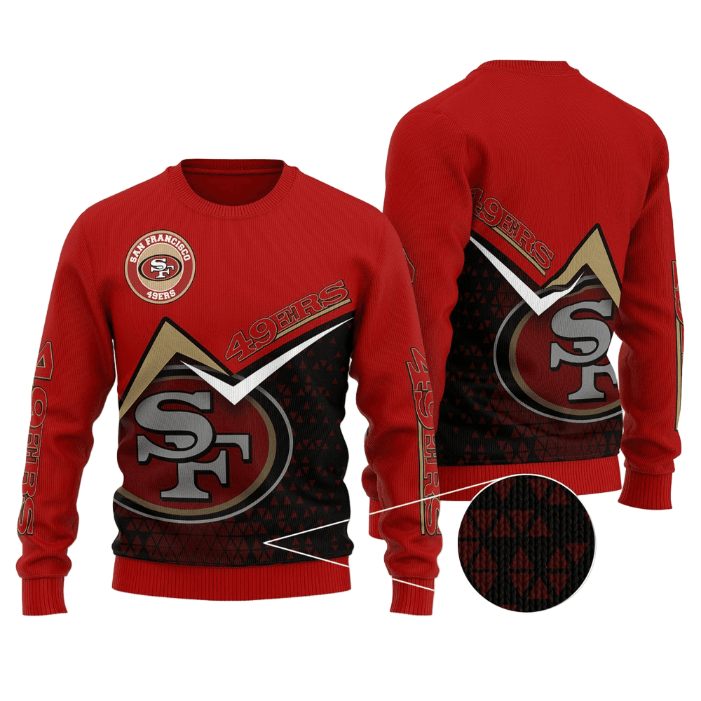 Ugly Christmas Sweater San-Francisco, Go Niners Gold/Red/Black