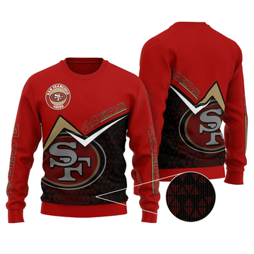 Ugly Christmas Sweater San-Francisco, Go Niners Gold/Red/Black