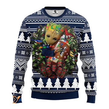Ugly Christmas Sweater Seattle-Seahawks, Graphic Tree Blue/White