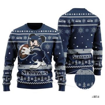 Ugly Christmas Sweater Seattle-Seahawks, Graphics Mouse Blue/Grey