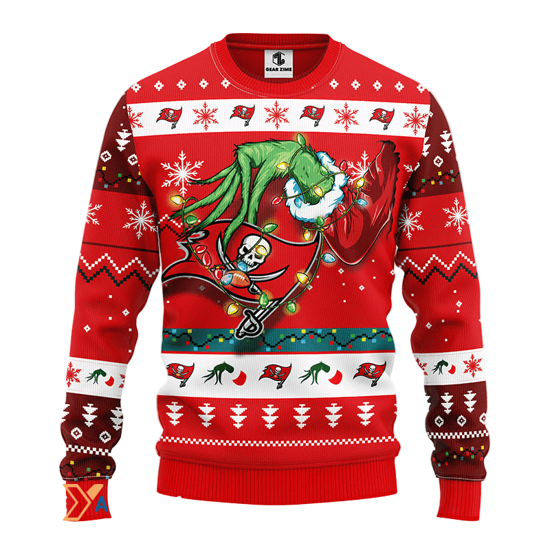 Ugly Christmas Sweater Tampa-Bay-Buccaneers, Grinch Red/White