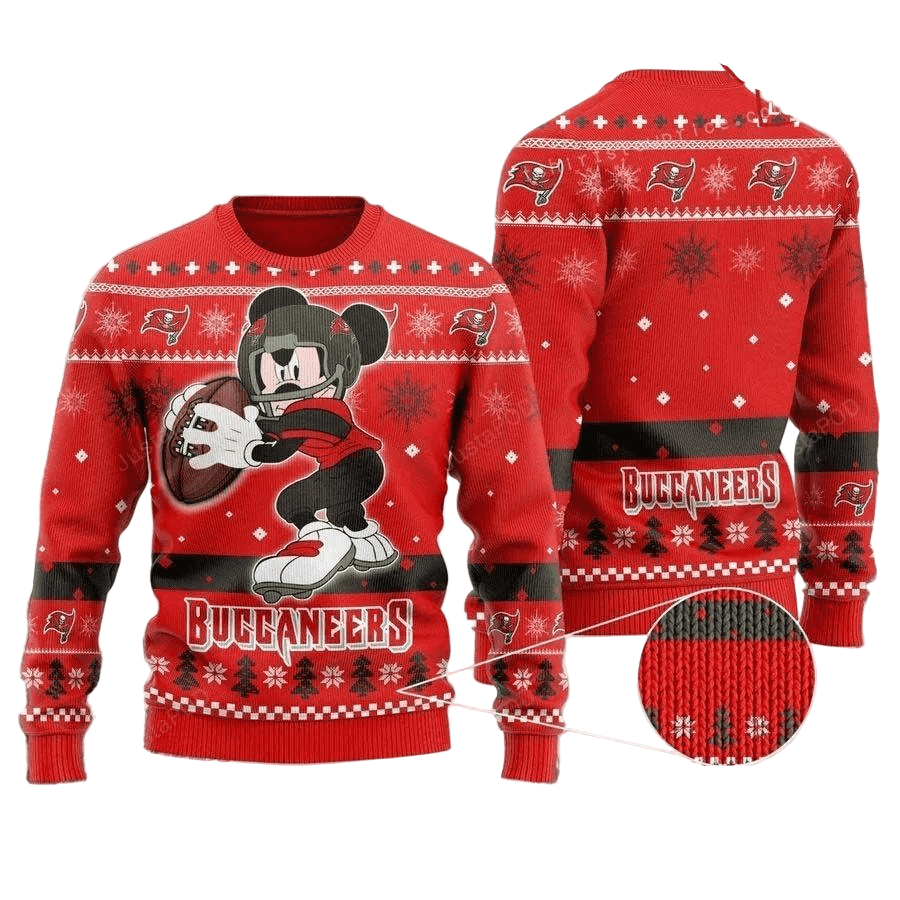 Ugly Christmas Sweater Tampa-Bay-Buccaneers, Graphic Mouse Red/Black