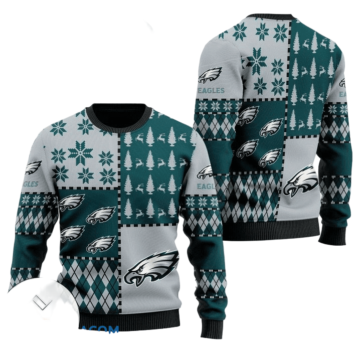 Ugly Christmas Sweater Philadelphia-Eagles, Fly Eagles Fly Green/Grey