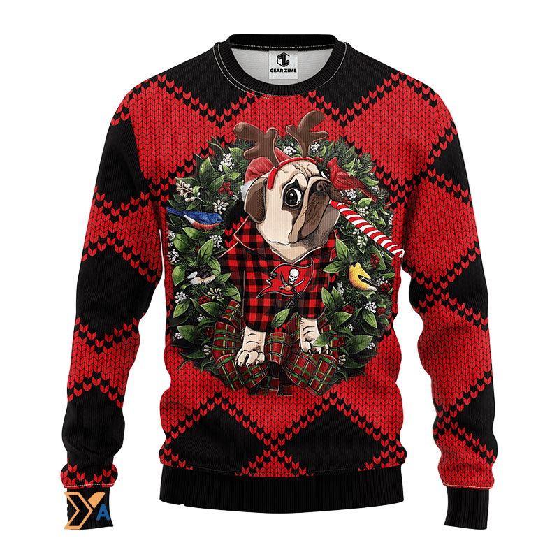 Ugly Christmas Sweater Tampa-Bay-Buccaneers, Pub Dog Red/Black