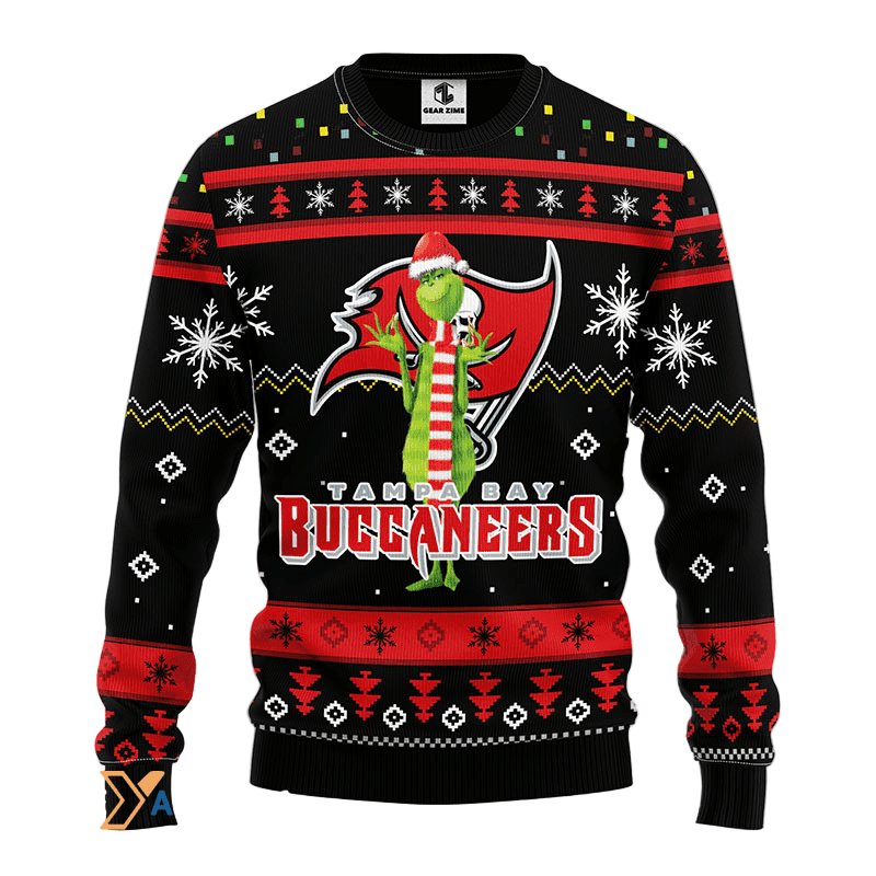 Ugly Christmas Sweater Tampa-Bay-Buccaneers, The Grinch Red/Black