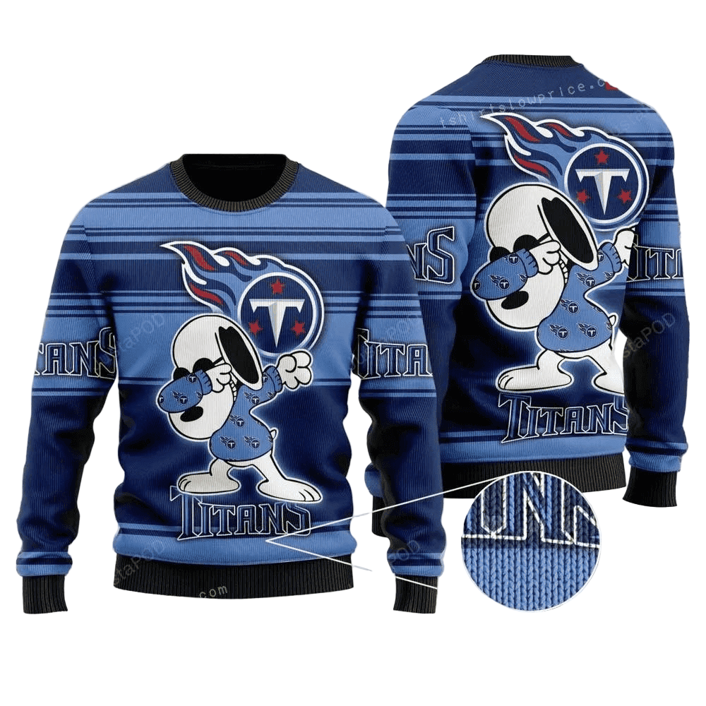 Ugly Christmas Sweater Tennessee-Titans, Graphic Dog Blue