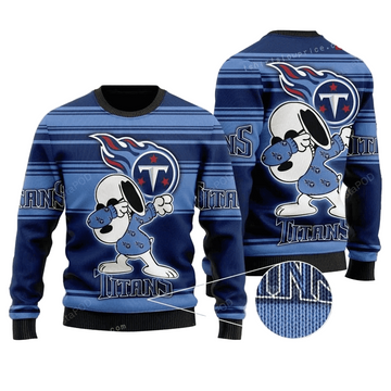 Ugly Christmas Sweater Tennessee-Titans, Graphic Dog Blue