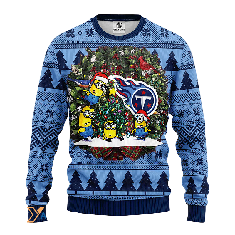 Ugly Christmas Sweater Tennessee-Titans, Minion Dark Blue/Blue