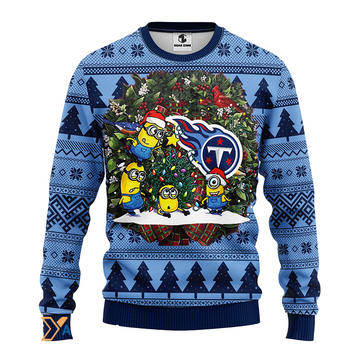 Ugly Christmas Sweater Tennessee-Titans, Minion Dark Blue/Blue