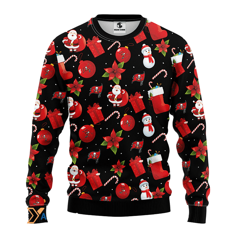 Ugly Christmas Sweater Tampa-Bay-Buccaneers, Santa Claus Snowman Red/Black