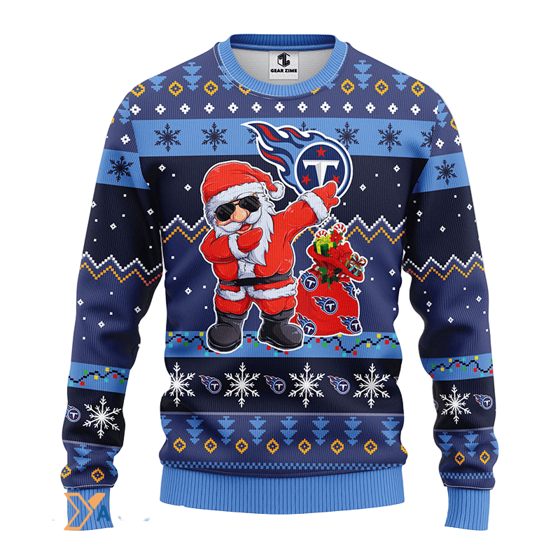 Ugly Christmas Sweater Tennessee-Titans, Santa Claus Christmas Dark Blue/Blue