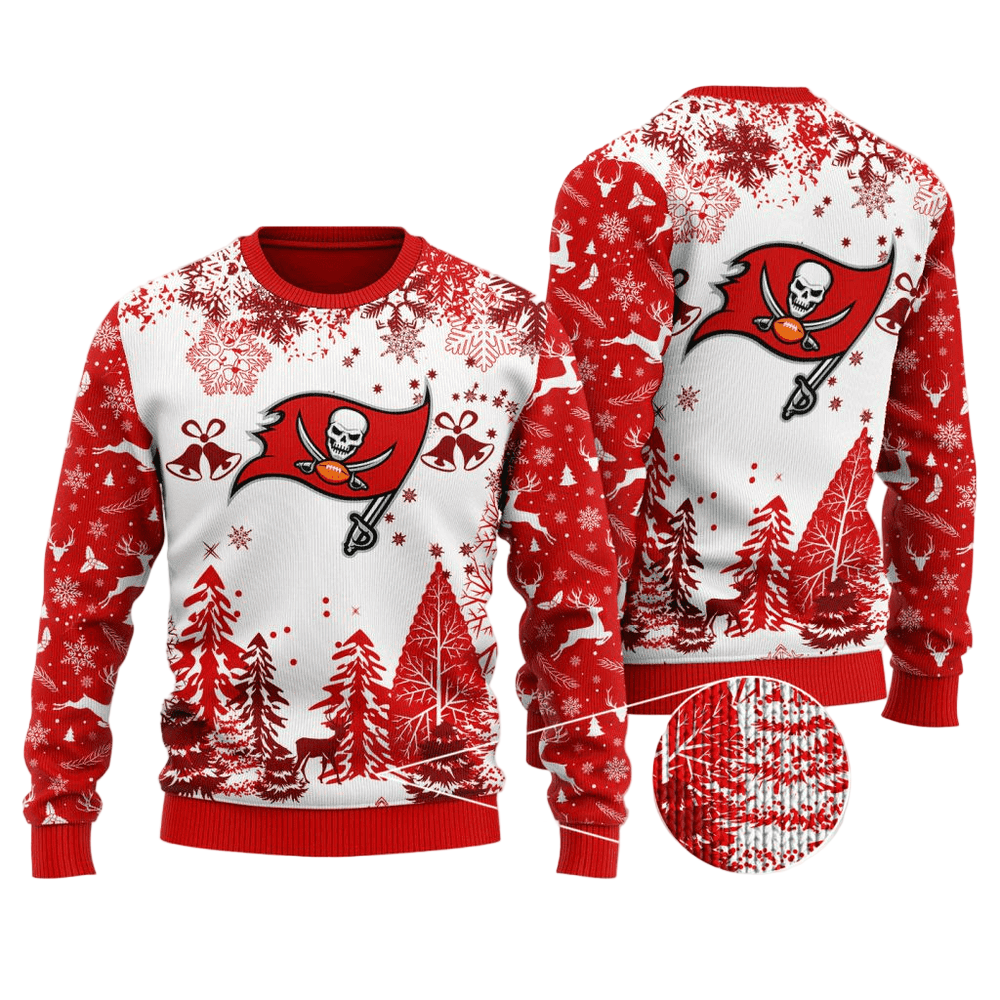 Ugly Christmas Sweater Tampa-Bay-Buccaneers, Fire The Cannons White/Red