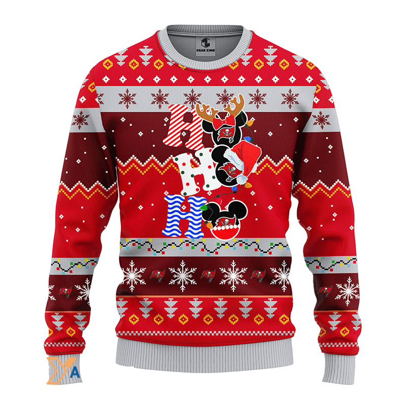 Ugly Christmas Sweater Tampa-Bay-Buccaneers, HoHoHo Graphics Mouse Red/Grey