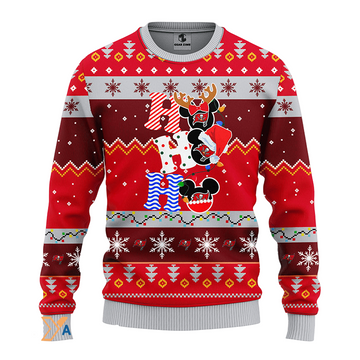 Ugly Christmas Sweater Tampa-Bay-Buccaneers, HoHoHo Graphics Mouse Red/Grey
