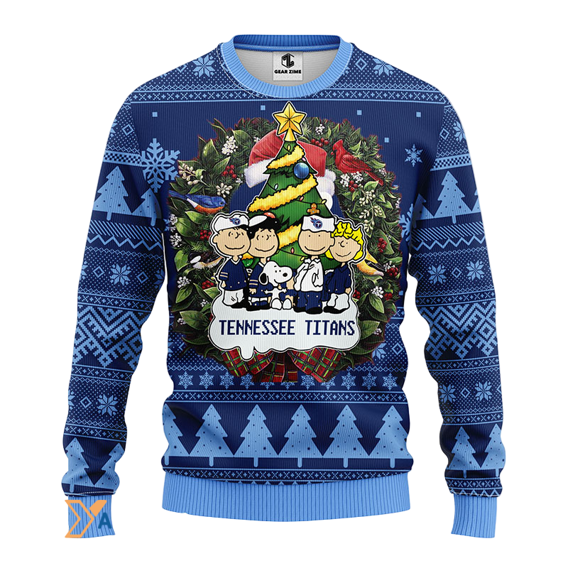 Ugly Christmas Sweater Tennessee-Titans, Graphics Dog Dark Blue/Blue