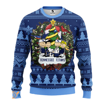 Ugly Christmas Sweater Tennessee-Titans, Graphics Dog Dark Blue/Blue