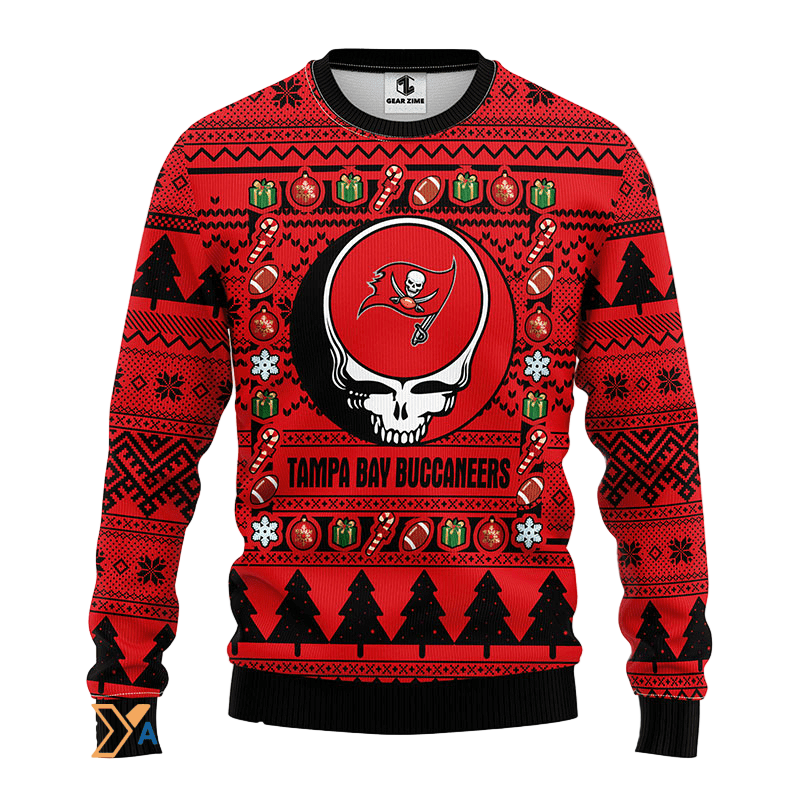 Ugly Christmas Sweater Tampa-Bay-Buccaneers, Skull Red/Black