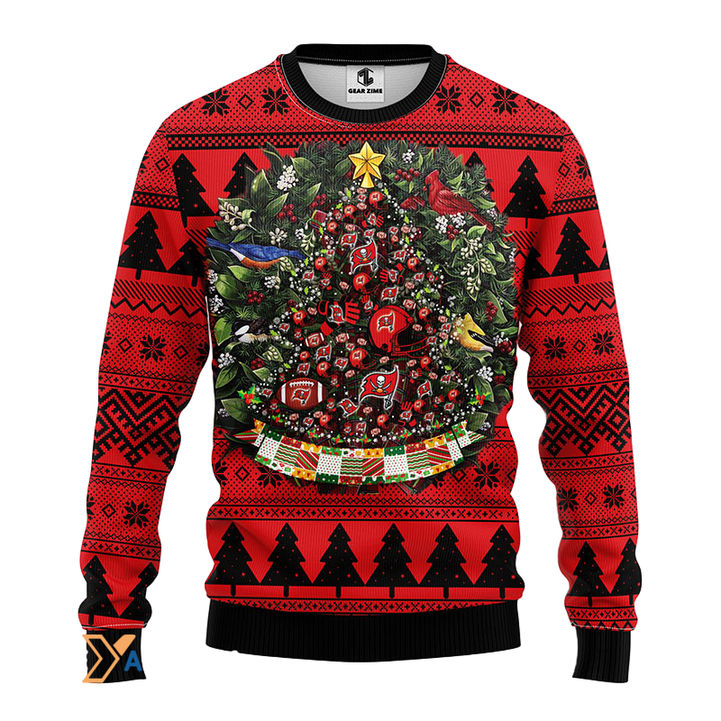 Ugly Christmas Sweater Tampa-Bay-Buccaneers, Tree Ball Christmas Red/Black
