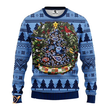 Ugly Christmas Sweater Tennessee-Titans, Christmas Tree Dark Blue/Blue